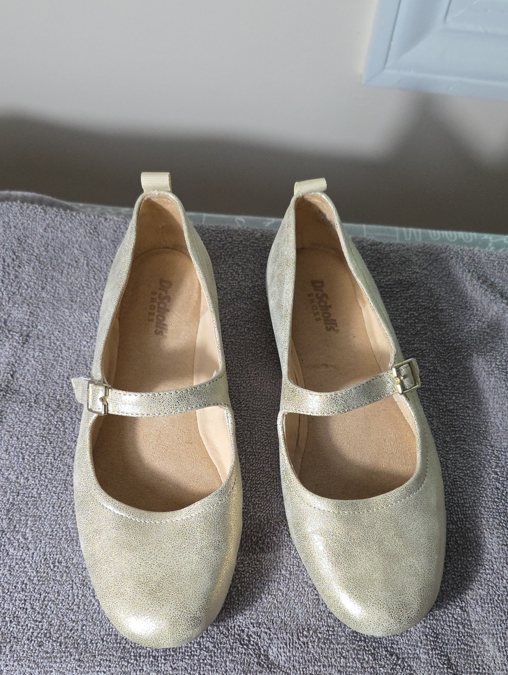 Metallic Mary Jane Flats with Strap